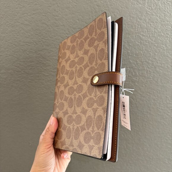 Coach Notebook In Signature Canvas CZ198, Gold/Tan/Brown - Picture 2 of 9